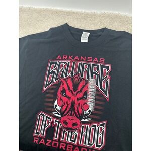 Arkansas Razorbacks Shirt Men Large Black NCAA Beware of the Hog Graphic Tee NEW